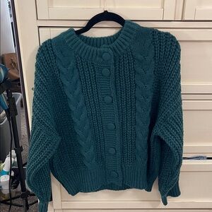 She + Sky Women's Teal‎ Knit Cardigan Sweater Medium NWOT